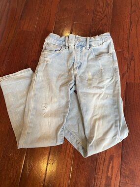 GAP Light Blue Stretch Slim Denim Jeans Kids 8 with fashion distress